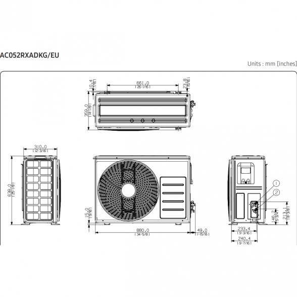 SAMSUNG KANALINIO TIPO ŽEMO SLĖGIO 5.0/6.0KW ORO KONDICIONIERIAUS KOMPLEKTAS SU LAIDINIU PULTELIU 3