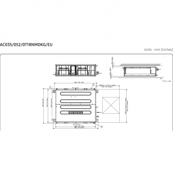 SAMSUNG DUCT S KANALINIO TIPO VIDUTINIO SLĖGIO 5.0/6.0KW ORO KONDICIONIERIAUS KOMPLEKTAS (VIENFAZIS ĮRENGINYS) SU LAIDINIU PULTELIU 6