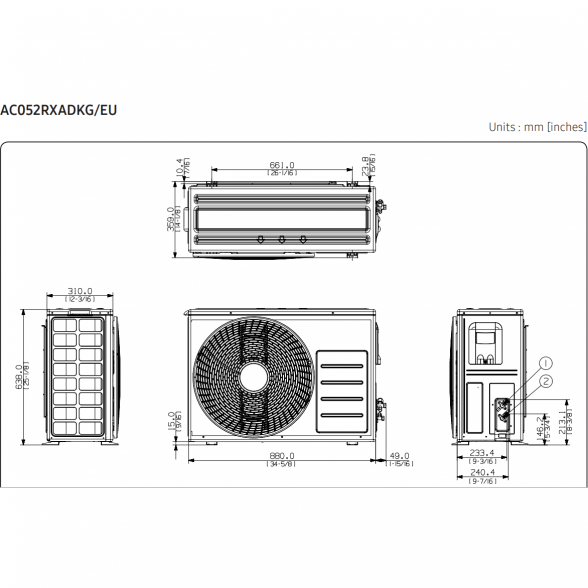 SAMSUNG DUCT S KANALINIO TIPO VIDUTINIO SLĖGIO 5.0/6.0KW ORO KONDICIONIERIAUS KOMPLEKTAS (VIENFAZIS ĮRENGINYS) SU LAIDINIU PULTELIU 4