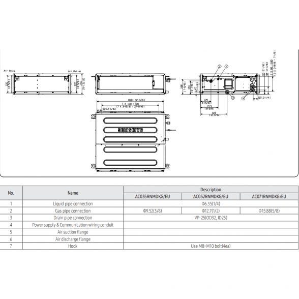 SAMSUNG DUCT S KANALINIO TIPO VIDUTINIO SLĖGIO 5.0/6.0KW ORO KONDICIONIERIAUS KOMPLEKTAS (VIENFAZIS ĮRENGINYS) SU LAIDINIU PULTELIU 5