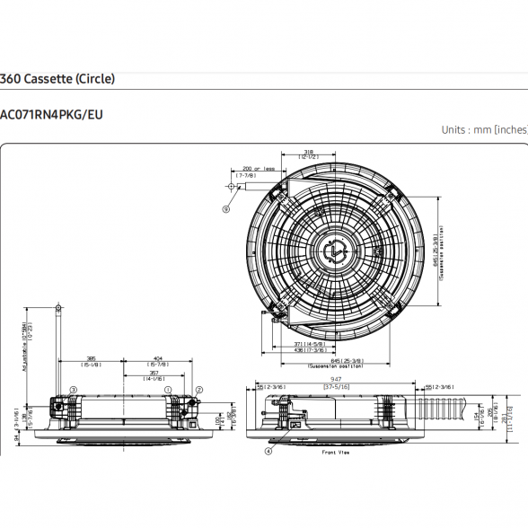 SAMSUNG 360 KASETINIO TIPO 7.1/8.0KW ORO KONDICIONIERIAUS KOMPLEKTAS; KOMPLEKTUOJAMAS SU PASIRENKAMA APDAILA IR DISTANCINIU PULTELIU. 13