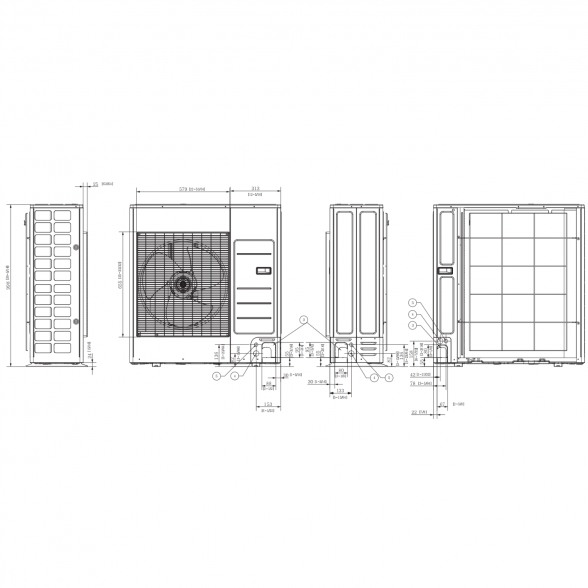 SAMSUNG BEVĖJĖS 4-KRYPTĖS 10.0/11.2KW KASETĖS KOMPLEKTAS (TRIFAZIS ĮRENGINYS); KOMPLEKTUOJAMAS SU APDAILA IR DISTANCINIU PULTELIU. 6