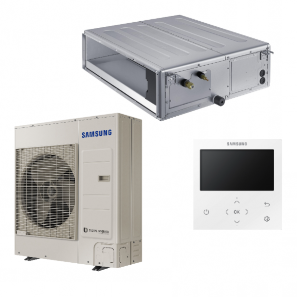 SAMSUNG DUCT S KANALINIO TIPO VIDUTINIO SLĖGIO 12.0/13.2KW ORO KONDICIONIERIAUS KOMPLEKTAS (VIENFAZIS ĮRENGINYS) SU LAIDINIU PULTELIU