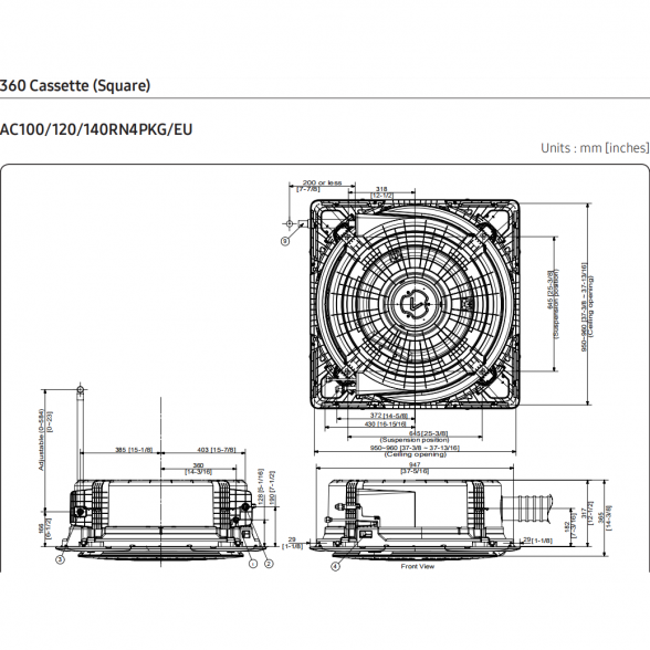 SAMSUNG 360 KASETINIO TIPO 13.4/15.5KW ORO KONDICIONIERIAUS KOMPLEKTAS (TRIFAZIS ĮRENGINYS); KOMPLEKTUOJAMAS SU PASIRENKAMA APDAILA IR DISTANCINIU PULTELIU. 16