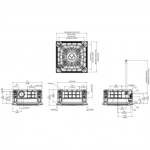 SAMSUNG BEVĖJĖS MULTI-SPLIT MINI 4-KRYPTĖS 2.6/2.9KW KASETĖS VIDINIS BLOKAS; KOMPLEKTUOJAMAS SU APDAILA IR DISTANCINIU PULTELIU 4