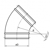 Alkūnė 45° DN125 presuota su tarpine