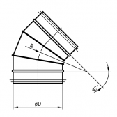 Alkūnė 45° DN315 segmentinė su tarpine