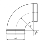 Alkūnė 90° DN125 presuota su tarpine