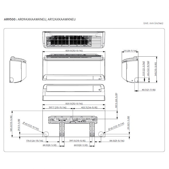 SAMSUNG SIENINIS BEVĖJIS PURE 1.0 2.5/3.2KW ORO KONDICIONIERIAUS KOMPLEKTAS 2