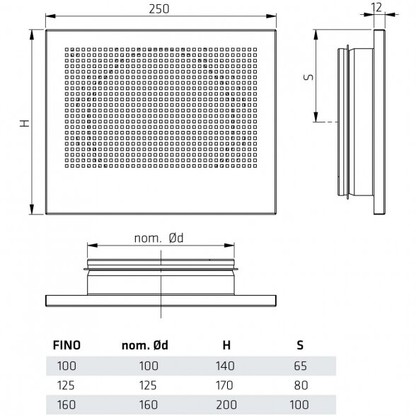 Climecon FINO 125 BLACK oro difuzorius (9005) 2