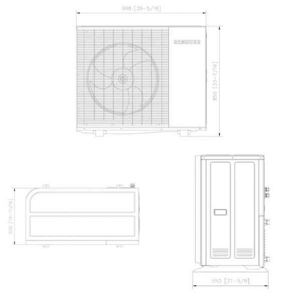 SAMSUNG oras-vanduo 5.0/5.0 KW monoblokas (vienfazis) su R290 freonu (su 200l talpa) ir nuotoliniu laidiniu valdikliu AE050CXYDEK/EU-AE200CNWMEG/EU-MWR-WW10KN 3