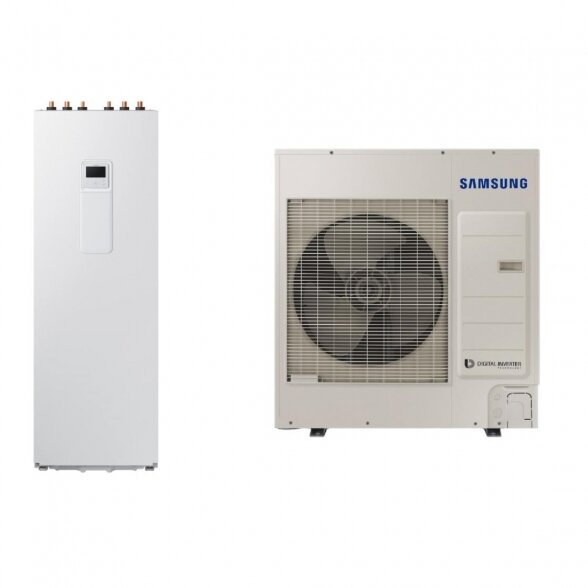 SAMSUNG oras-vanduo 9.0/8.7KW SPLIT komplektas su R32 freonu (su 200l tūriniu šildytuvu) ir nuotoliniu laidiniu valdikliu AE200RNWSEG/EU-AE090RXEDEG/EU-MWR-WW10KN