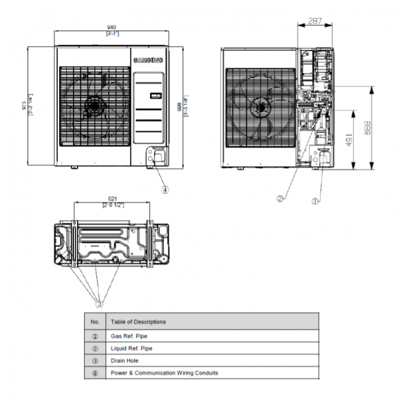 SAMSUNG oras-vanduo 9.0/8.7kW SPLIT komplektas (trifazis) su R32 freonu (be tūrinio šildytuvo) AE090RNYDGG/EU-AE090CXEDGG/EU 4