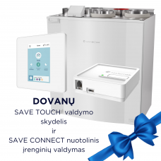 Systemair SAVE VTR 300 L + SAVE TOUCH valdymo skydelis. Rotacinis vertikalus rekuperatorius (Kairysis)