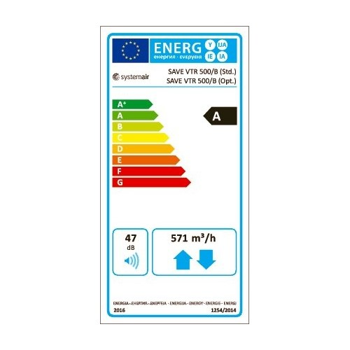 Systemair SAVE VTR 500 L rotacinis vertikalus rekuperatorius (Kairysis) 1