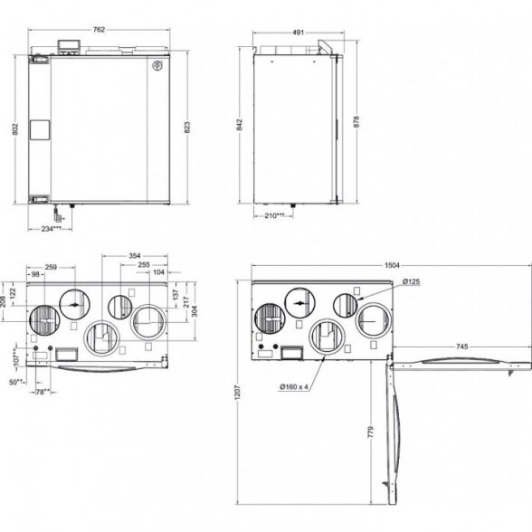 Systemair SAVE VTR 300 R  + SAVE TOUCH valdymo skydelis. Rotacinis vertikalus rekuperatorius (Dešinysis) 3