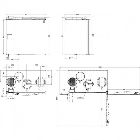 Systemair SAVE VTR 500 L rotacinis vertikalus rekuperatorius (Kairysis) 3